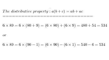 How do you solve 6x89 (distributive property)