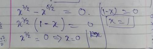 How many solutions does the equation  x^(3/2) = x^(5/2)  have?  can you explain how to work through