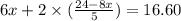 6x+2\times (\frac{24-8x}{5})=16.60
