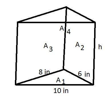 The surface area of a right triangular prism is 228 square inches. the base is a right triangle with