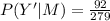 P(Y'|M)=\frac{92}{279}