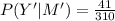 P(Y'|M')=\frac{41}{310}