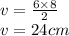 v=\frac{6\times 8}{2}\\ v=24cm