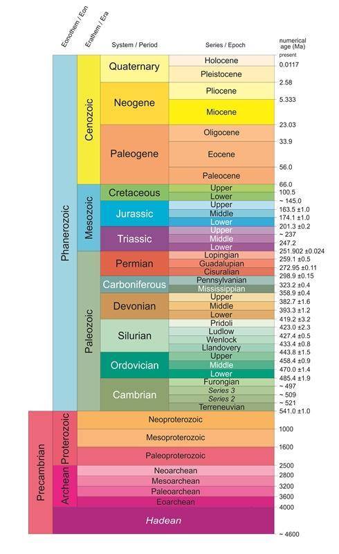 Arrange the following divisions of geologic time in order of decreasing size (i.e. the longest time
