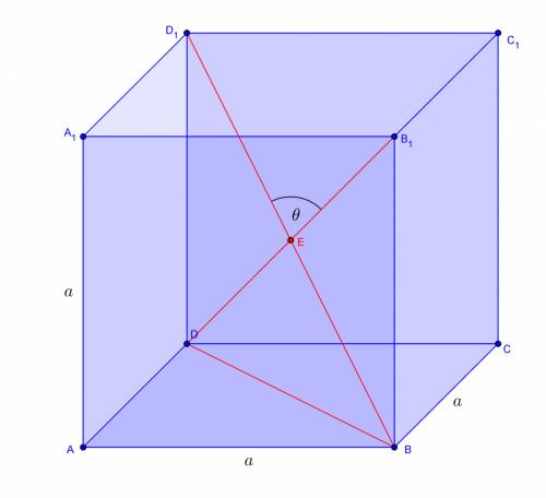 Show that the angel between any 2 diagonals of a cube is cos-1 (1/3)