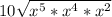 10\sqrt{x^{5} * x^{4} * x^{2}}