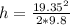 h=\frac{19.35^{2} }{2*9.8}
