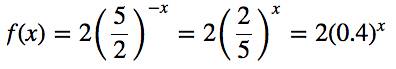 What is the multiplicative rate of change for the exponential function f(x) = 2(5over2 )–x?