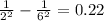 \frac{1}{2^{2} } -\frac{1}{6^{2} }=0.22