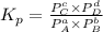 K_p=\frac{P_{C}^c\times P_{D}^d}{P_{A}^a\times P_{B}^b}