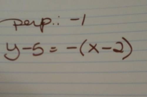 what is the equation, in point-slope form, of the line that is perpendicular to the given line and p