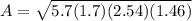 A=\sqrt{5.7(1.7)(2.54)(1.46)}