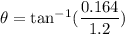 \theta= \tan^{-1}(\dfrac{0.164}{1.2})