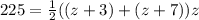 225=\frac{1}{2} ((z+3)+(z+7))z