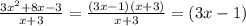 \frac{3x^{2}+8x-3}{x+3}=\frac{(3x-1)(x+3)}{x+3}=(3x-1)