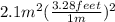 2.1m ^ 2 (\frac {3.28feet} {1m}) ^ 2