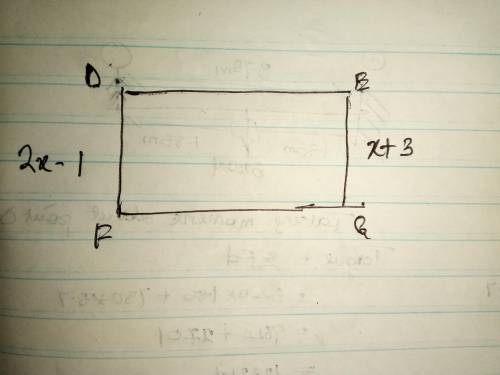Defg is a rectangle. find the value of x and the length of each diagonal if df = 2x – 1 and eg = x +