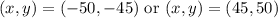 (x,y)=(-50,-45) \hbox{ or } (x,y)=(45,50)