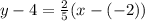 y-4=\frac{2}{5}(x-(-2))
