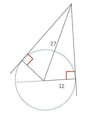Two tangents are drawn from point a which is 37 cm from the center of the circle. the diameter of th