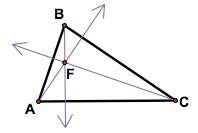 The three altitudes of δabc intersect at point f. point f is the a) centroid. b) circumcenter. c)