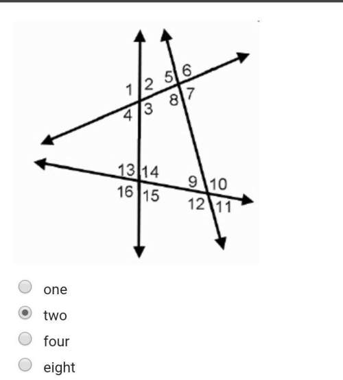 In the diagram, how many angles must be supplementary with angle 14?