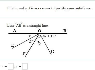 Find x and y. give reasons to justify your solutions. plz will give you brainy award.