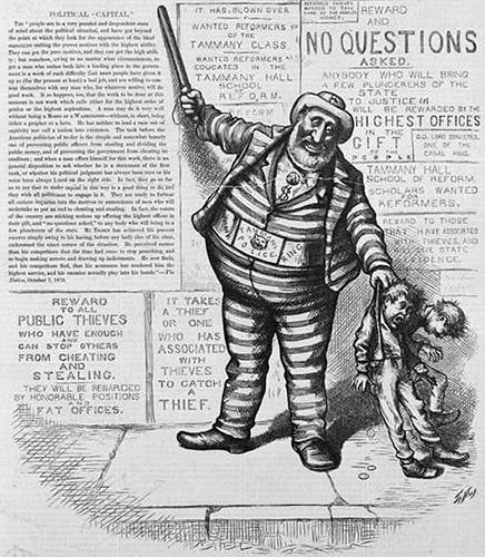 The political cartoon below was created in 1876: which real life figure does the policeman in the c