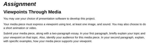 Assignment viewpoints through media you may use your choice of presentation software to develop this