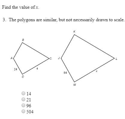 Can someone answer this asap, ? ! find the value of x. the polygons are similar, but not necessari