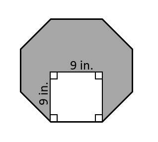 Asquare rests inside a regular octagon. each shape has a side length measuring 9 inches. find the ar