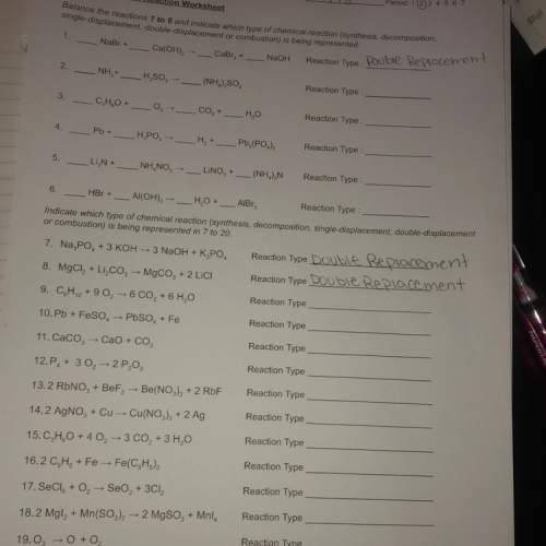 Can someone me with this chemical reactions worksheet