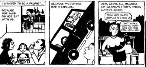 Read the excerpt from persepolis. what is the central idea of these panels? a. marjane wants to be