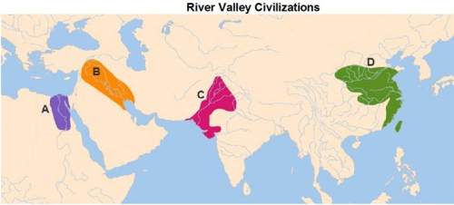 This map shows the locations of ancient river civilizations. which letter on the map shows the locat
