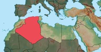 Which north african country is highlighted in red? a. tunisia b. western sahara c. algeria d. egypt