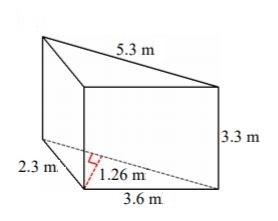 What is the surface area of this triangular prism rounded to the nearest tenth? a) 18.5 m2 b) 36.9