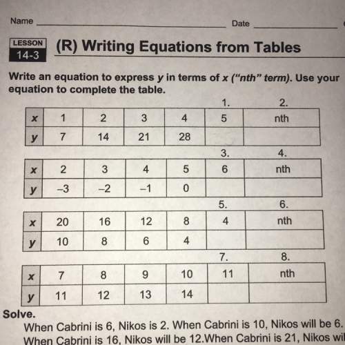 Write an equation to express y in terms of x (“nth” term). what do i put where it says “nth”