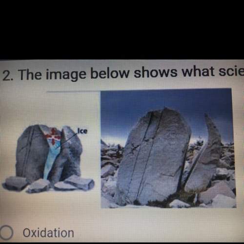 The image below shows what scientific process? 1. oxidation 2. landslide 3. alluvial fan 4. frost