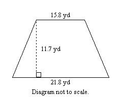 Find the area of the trapezoid. question 5 options: 219.96 yd2 92.43 yd2 439.92 yd2 127.53 yd2