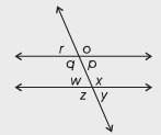 In this figure, angles p and w are examples of a. vertical angles. b. alternate exterior angles. c.