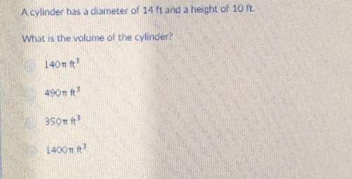 Acylinder has a diameter of 14 ft and a height of 10 ft. what is the volume of the cylinder?