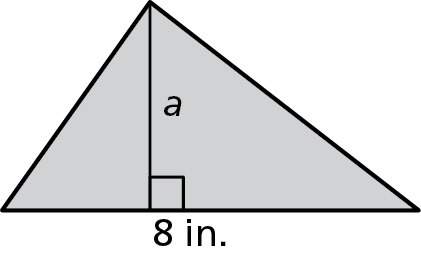 The area of the triangle is no more than 32 square inches. select an inequality that represents a.
