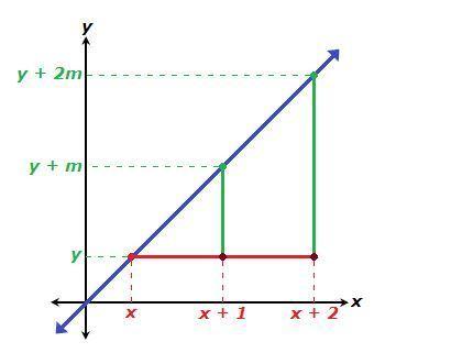What is the equation of the line graphed below? a. y=mx b. y=m(x+1) c. y=mx+b d. y=m/x+1