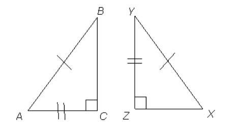 Which choice names the hypotenuse of triangle xyz? a. segment yx b. segment yz c. segment ab d. seg