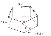 What is the total surface area of the drawing? a. 549 km2 b. 256 km2 c. 564 km2 d. 265 km2
