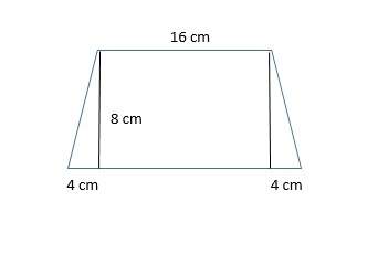 The trapezoid is composed of a rectangle and two triangles. what is the area of the rectangle? what