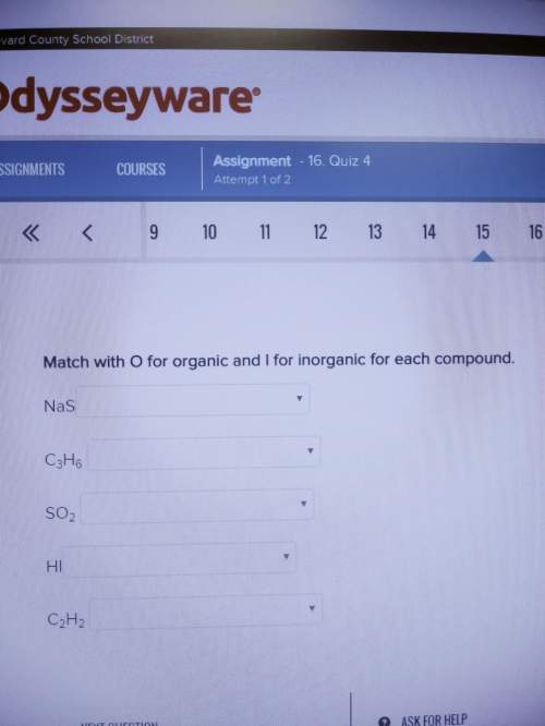 Match with o for organic and i for inorganic for each compound