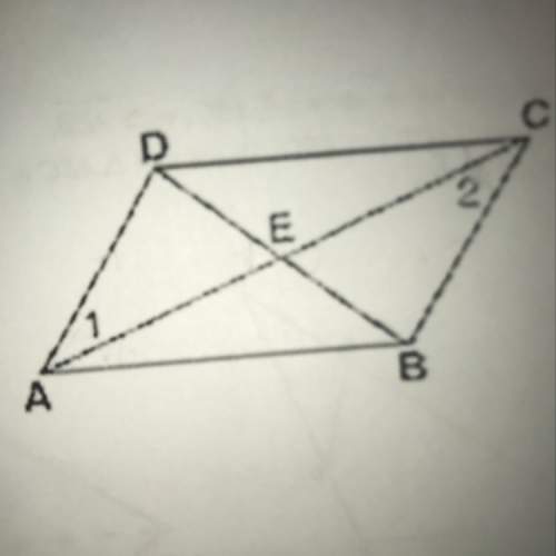 Given: de bisects ac &lt; 1 congruent &lt; 2 prove: abcd is a parallelogram