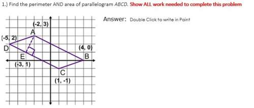 Find the perimeter and area of parallelogram abcd.