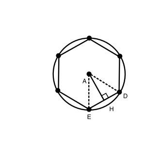Circle a has a radius with the length of 5 units. calculate the exact length of the apothem, line se